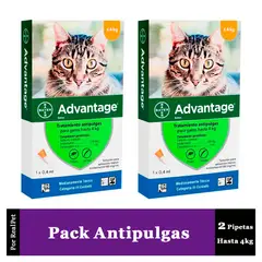 ADVANTAGE - Pack x2 Pipeta Antipulgas Gatos hasta 4 kg