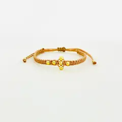 GENERICO - Pulsera Cruz Hilo y Acero