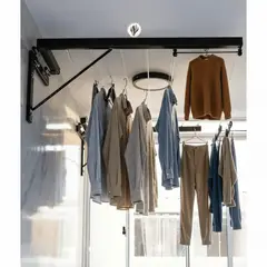 GENERICO - Tendedero De Ropa de 7 líneas Plegable Color Negro