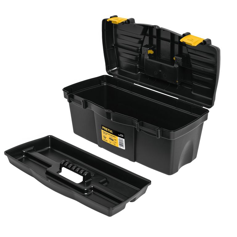 Caja de Herramientas Nmro 19 Plastico Negro Amarillo Amplio Espacio