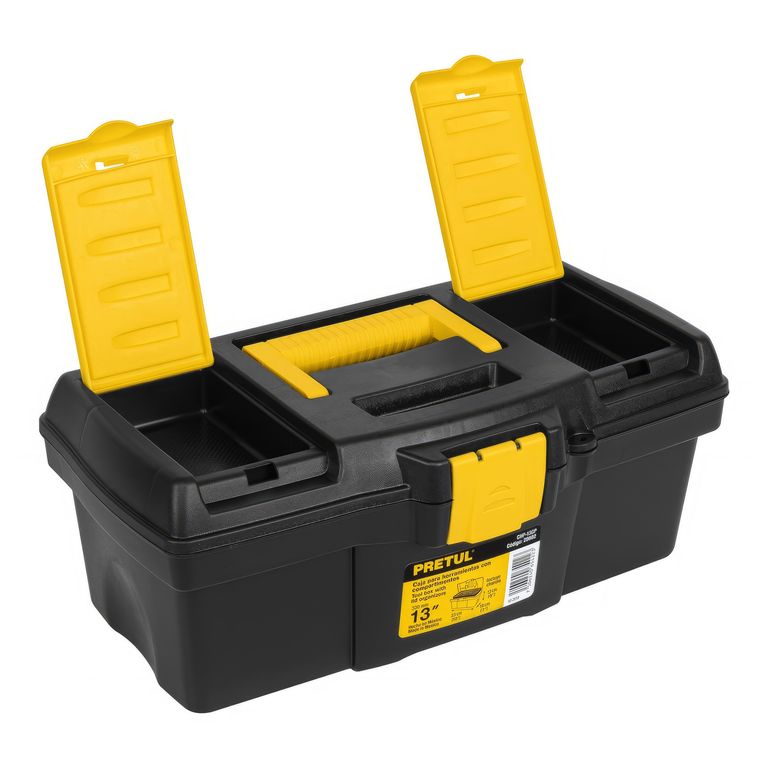 Caja de Herramientas Nmro 13 Plastico Negro Amarillo Amplio Espacio