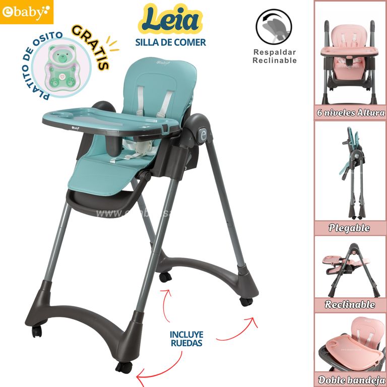 Silla de comer Plegable con altura graduable Leia Verde