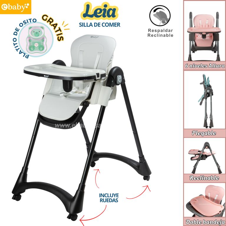 Silla de comer Plegable con altura graduable Leia Blanco