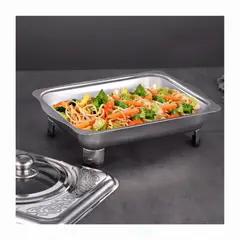 GENERICO - Pack 2 Bandeja para Buffet Con Tapa de Acero Inoxidable Con Patas