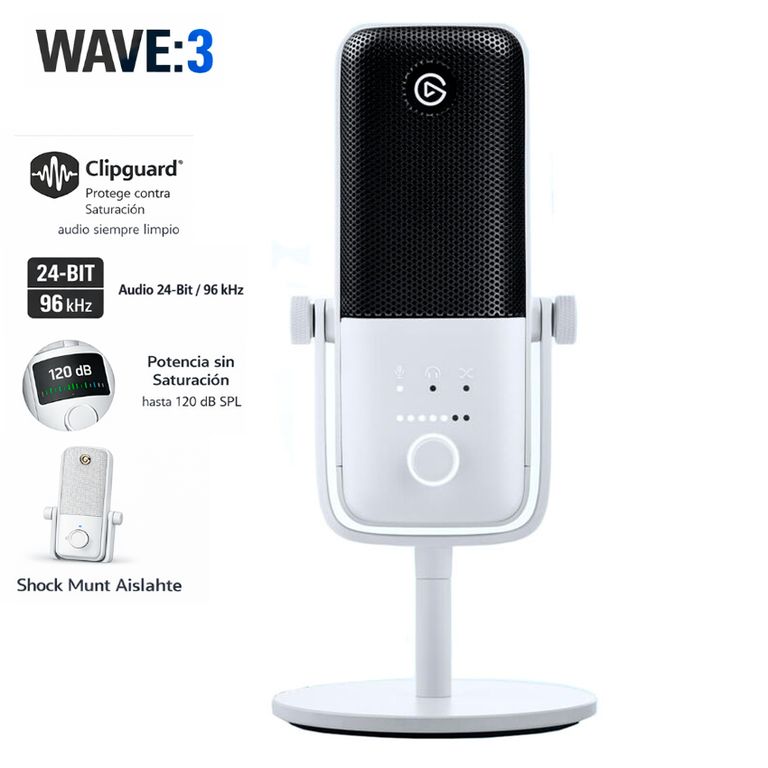 Wave3 Micrófono USB Profesional 24bit 96kHz Streaming Podcast