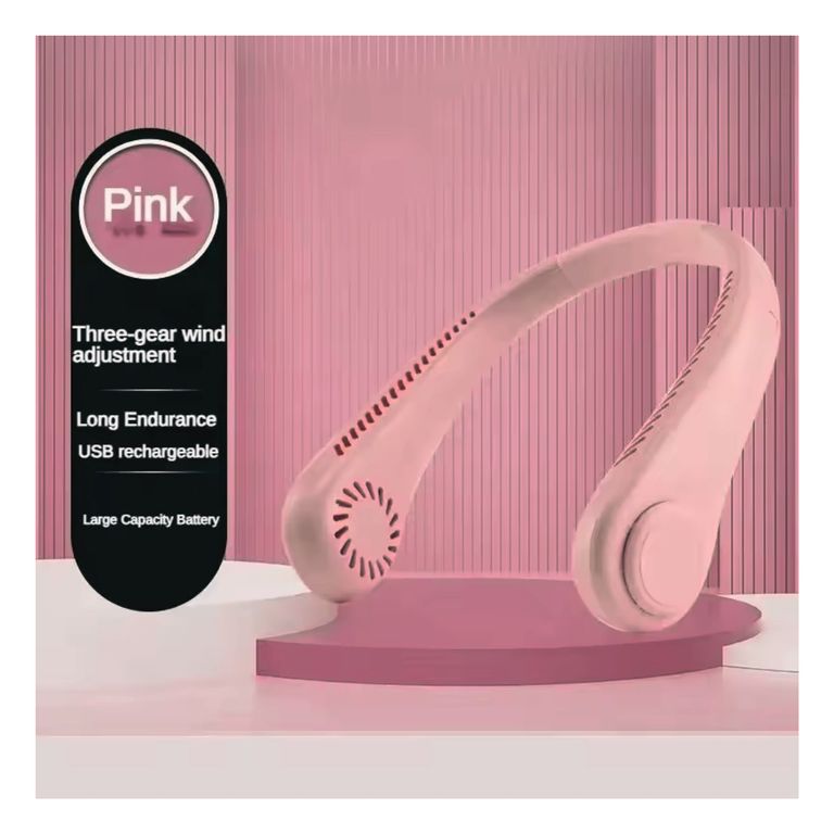 Ventilador de Cuello Recargable Portátil de 3 Velocidades - Rosado