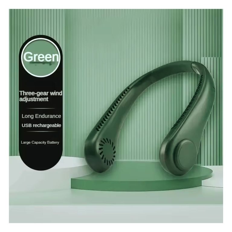 Ventilador de Cuello Recargable Portátil de 3 Velocidades - Verde