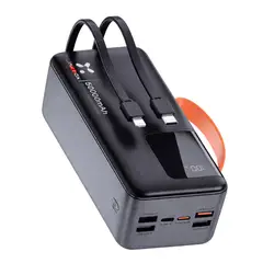 GENERICO - Power Bank 50000 mAh con Carga Rápida PD 22.5W, Cables Integrados Tipo C y Lightning