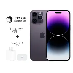 APPLE - Iphone 14 Pro 512gb Grafito Purple + Kit de carga. Reacondicionado A2650
