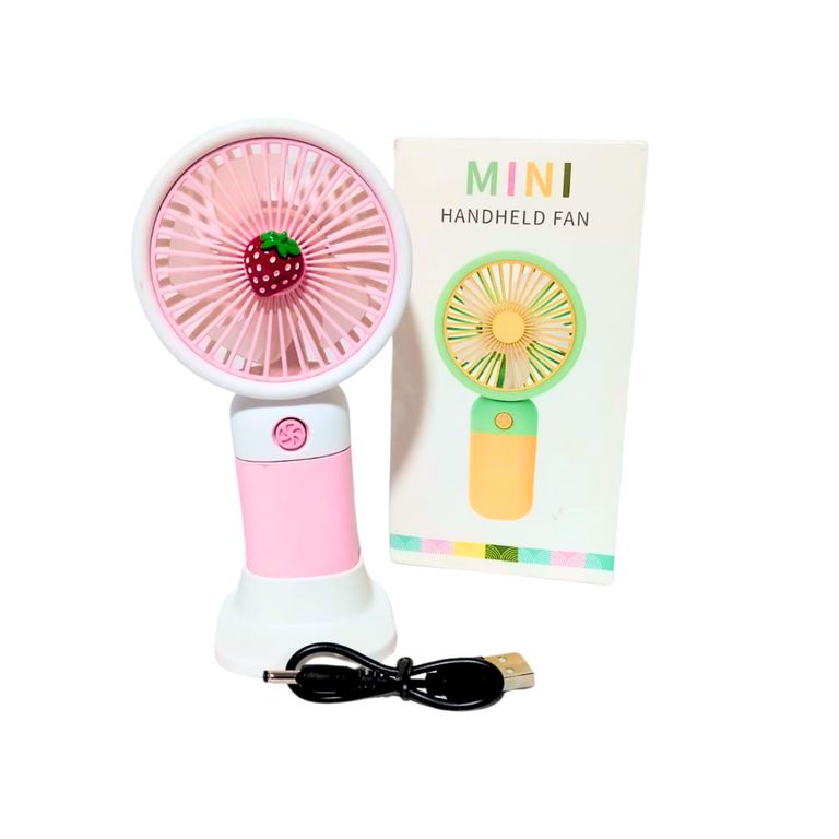 Mini Ventilador de Mano Recargable - Diseño Frutas con Base de Escritorio