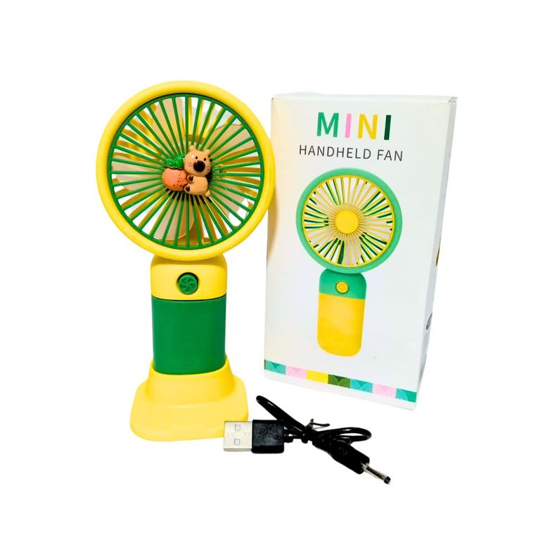 Mini Ventilador de Mano Recargable - Diseño Oso con Base de Escritorio