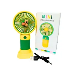 GENERICO - Mini Ventilador de Mano Recargable - Diseño Oso con Base de Escritorio