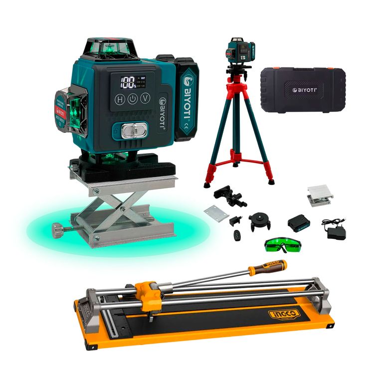 Combo Nivel Láser 360° + Trípode + Cortadora De Mayólica