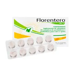 GENERICO - Florentero ACT Probióticos y Prebióticos para Perros y Gatos, Blíster de 10 Tabletas (1.2g c/u)