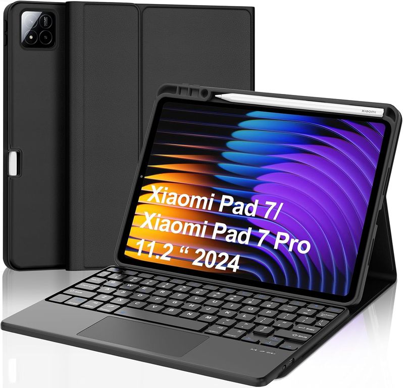 Funda Con Teclado Bluetooth Touchpad para Xiaomi Pad 7 / Pad 7 pro 11.2" - Negro