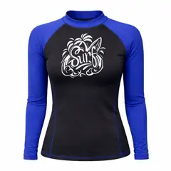 AQUA&MODA - LICRA CON PROTECCION UV AQUAMODA LAMNMALSURFBR UNISEX NEGRO CON MANGAS AZULE LOG SURF BLANC REFLEC