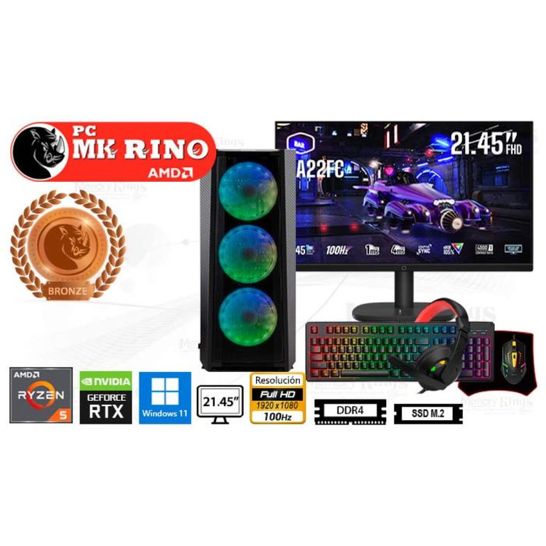 Computadora Enovu Ryzen 5 3400G Pro GP7681 8GB 512GB SSD 21.45" RTX 3050 6GB Windows 11 Pro