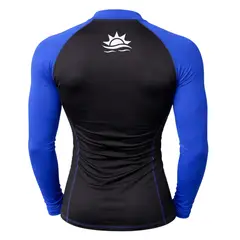 AQUA&MODA - LICRA CON PROTECCION UV AQUAMODA LAMNMALPALMBR UNISEX NEGRO CON MANGAS AZULE LOG PALM BLANC REFLEC