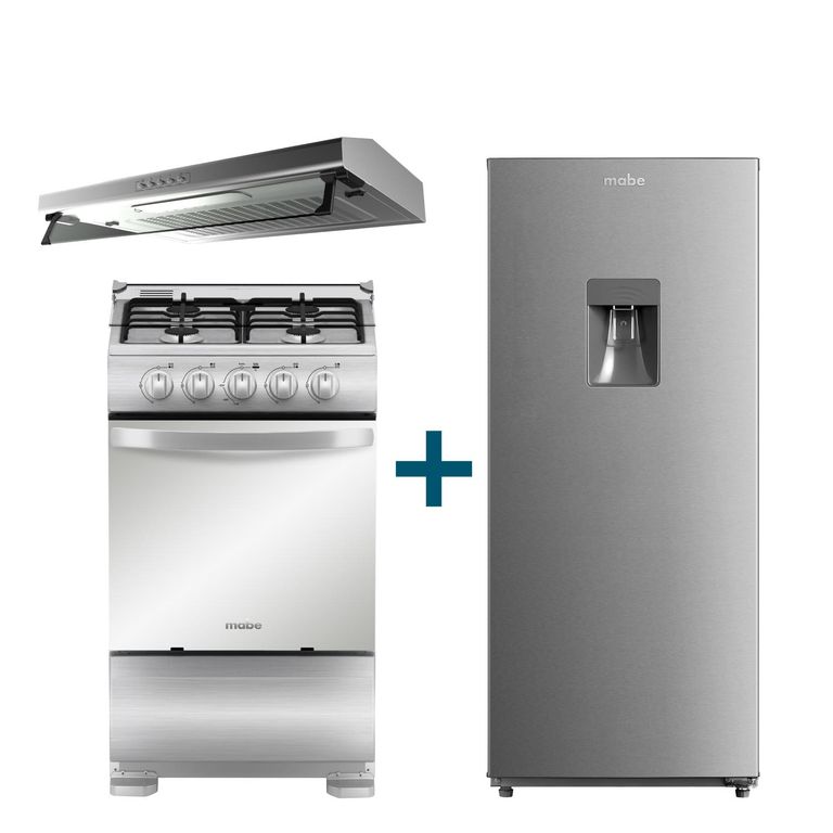 Combo Campana de pared Extractora 60cm CMU6020PI0 +Cocina de Piso a Gas 52 cm TX5110P2 +Refrigerador Monopuerta 187 L RMU202PXPRS1