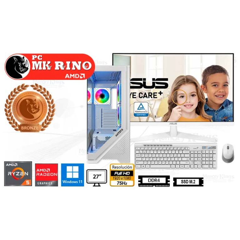 Computadora Enovu Ryzen 5 5600GT FX-650 White 16GB 512GB SSD 27" Radeon Graphics Windows 11 Pro