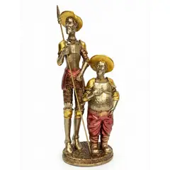 GENERICO - Escultura basado en Libro Don Quijote y Sancho Panza dorado 18 cm x 11 cm