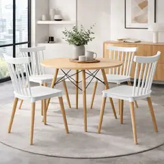 MOBELART - Juego de comedor Aura 4 puestos Blanco möbelArt