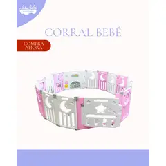BABY - Corral Circular de Luna Rosado PLEGABLE para bebé
