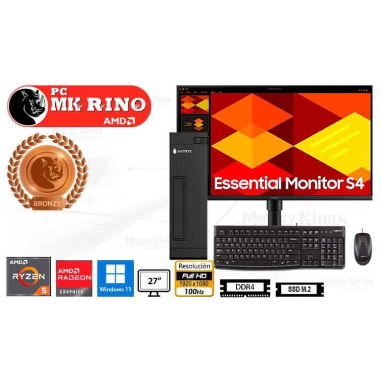 Computadora Enovu Ryzen 5 5600GT XS-100UK Slim 16GB 512GB SSD 27" Radeon Graphics Windows 11 Pro