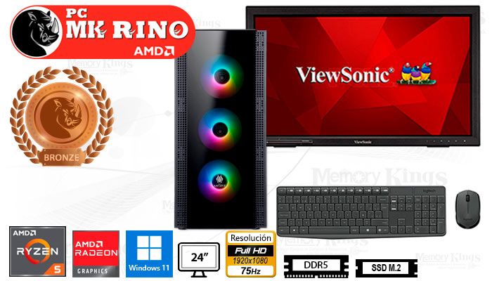 Computadora Enovu Ryzen 5 8600G RX-260 16GB 500GB SSD 24" Radeon 760M Windows 11 Pro