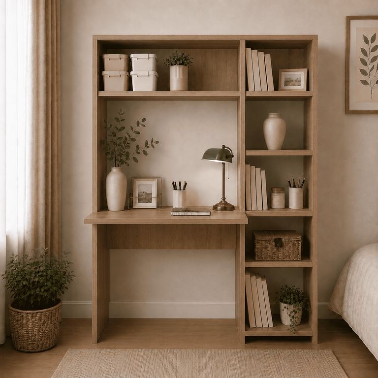 Escritorio con Estante Ensueño de Melamina Minimalista