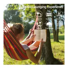 OEM - Hamaca de Lona gruesa y Ancha Individual para Jardín o Acampar al Aire libre