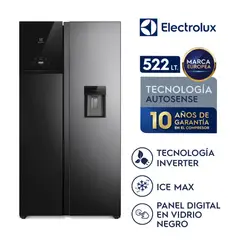 ELECTROLUX - Refrigeradora No Frost Side by Side 522L Inverter AutoSense Negra ERS53F2P5CB