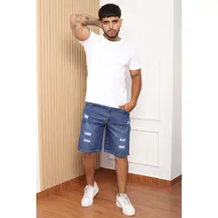 QH - Short Denim Rasgado para Hombre 100% Algodón