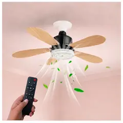 SEISA - Foco Ventilador Led 18W Habitación Oficina Control Remoto Ventilador de Techo Silencioso y Moderno