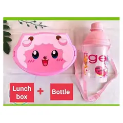 GENERICO - Lonchera taper con tomatodo y cubiertos oveja rosa