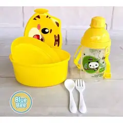 GENERICO - Lonchera taper con tomatodo y cubiertos tigre amarillo