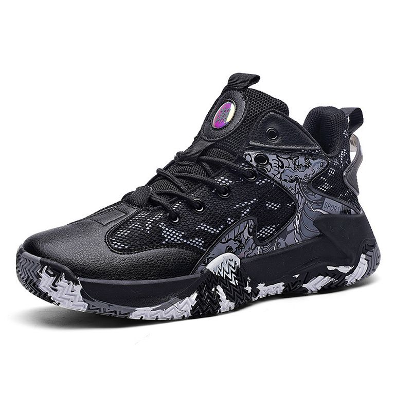 Zapatillas baloncesto transpirables de caña baja para hombre Negro