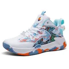 DANWEILE - Zapatillas baloncesto transpirables de caña baja para hombre Naranja