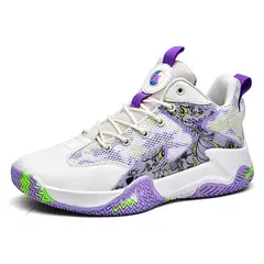 DANWEILE - Zapatillas de baloncesto transpirables de caña baja para hombre Morado