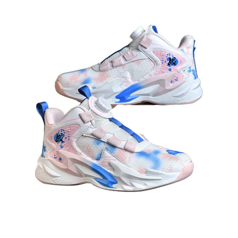Zapatillas baloncesto transpirables con hebilla giratoria Rosa