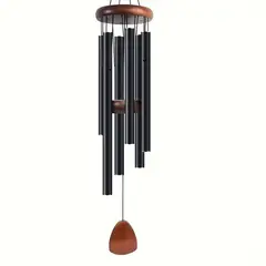 DANWEILE - Campana de viento de tubo de aluminio Retro colgante de metal para decoración del hogar Negro