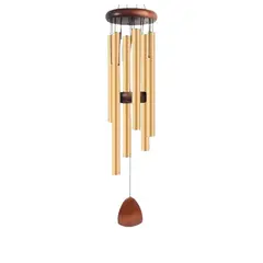 DANWEILE - Campana de viento de tubo de aluminio Retro colgante de metal para decoración del hogar Oro