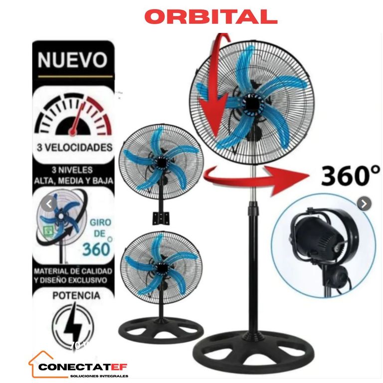 Ventilador 3 en 1 Orbital 18″ 70W de 5 astas.