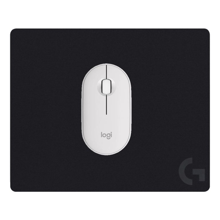 MOUSE PEBBLE 2 M350S BLANCO Y PAD MOUSE G240 NEGRO