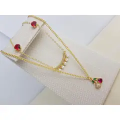 GENERICO - JUEGO DE COLLAR Y ARETES STRASS