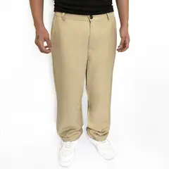 ABORIGEN - Pantalon de Lino Corrugado Beige De Hombre -