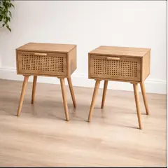 VENTITAS HOME - Pack 2 Veladores Ratán Vanessa Color Macadamia