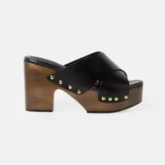 GINO BIGIONI - Sandalia Mujer de cuero SUE Negro con tachas doradas