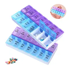 GENERICO - Pastillero Semanal 2 turnos Portatil 14 compartimientos