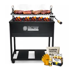 THE GRILL SHOP - Parrilla a carbon negro movil Guantes Carbon Cerveza